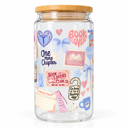 16oz Portable Bookish Themed Snow-Globe Tumbler - Washable Wash & Reuse Cup Glass, Forbidden Kitchenware Drinkware, Perfect for Romance Readers, Touch Her & Die Villain-Focused Iced Coffee Tumbler