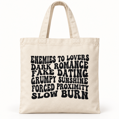 Bookish Canvas Tote Bag – Romance Reader Book Bag, Multiple Designs