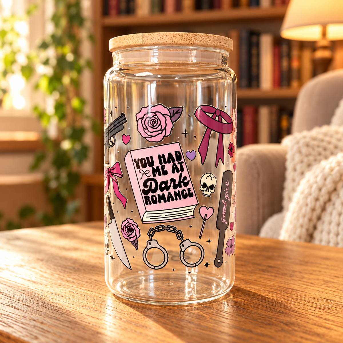 Bookish Romance Trope Cup – Clear Tumbler for Book Lovers