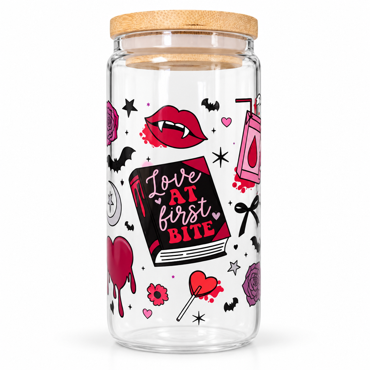 16oz Portable Bookish Themed Snow-Globe Tumbler - Washable Wash & Reuse Cup Glass, Forbidden Kitchenware Drinkware, Perfect for Romance Readers, Touch Her & Die Villain-Focused Iced Coffee Tumbler