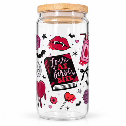 16oz Portable Bookish Themed Snow-Globe Tumbler - Washable Wash & Reuse Cup Glass, Forbidden Kitchenware Drinkware, Perfect for Romance Readers, Touch Her & Die Villain-Focused Iced Coffee Tumbler