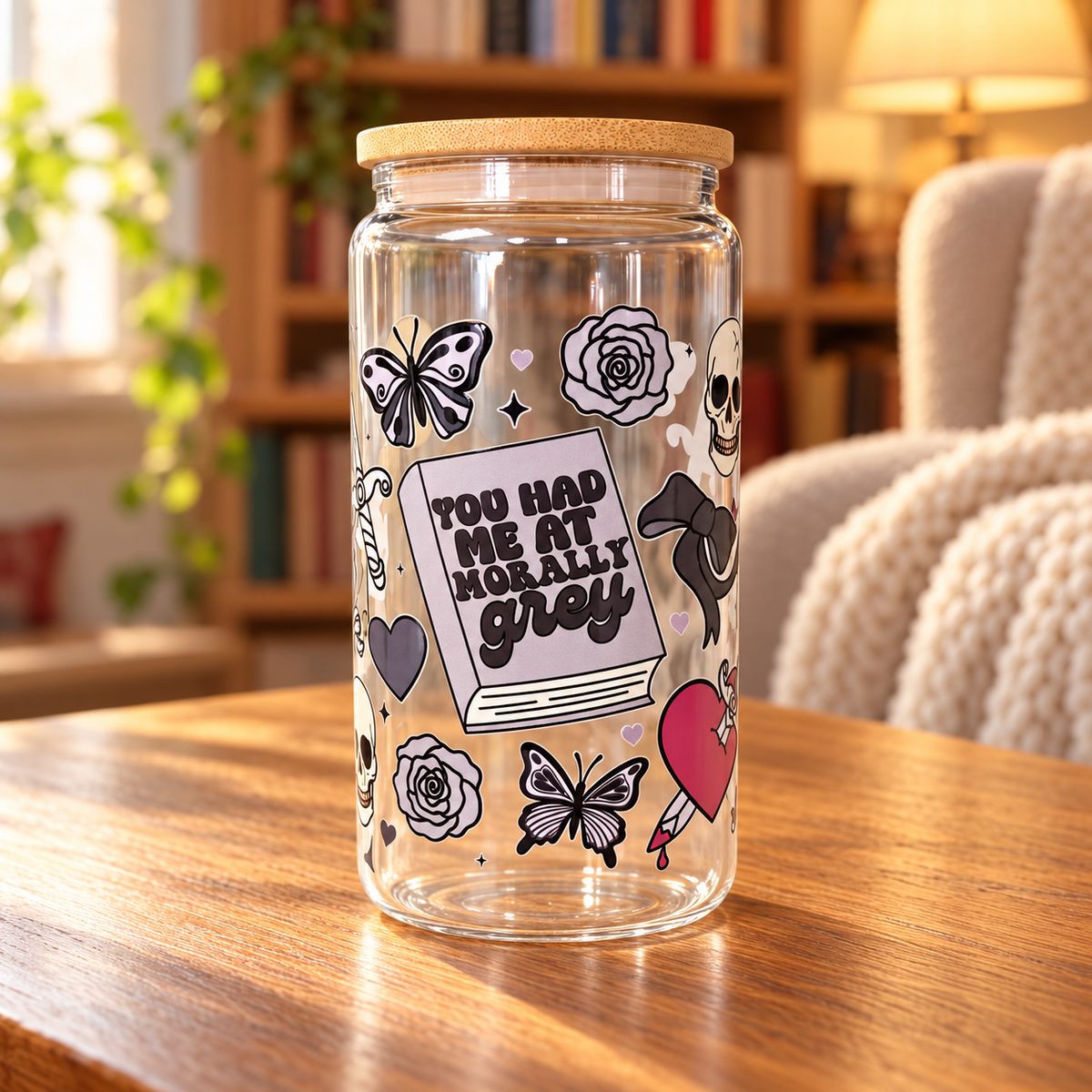 Bookish Romance Trope Cup – Clear Tumbler for Book Lovers